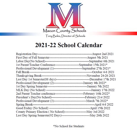 Macon County Schools Calendar 2024 - Schoolcalendars.net