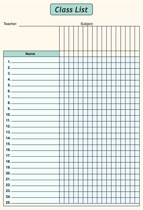 Class List Blank - 10 Free PDF Printables | Printablee