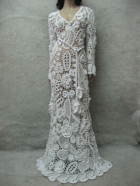 Crochet wedding maxi dress Handmade White Dress wedding dress Crochet ...