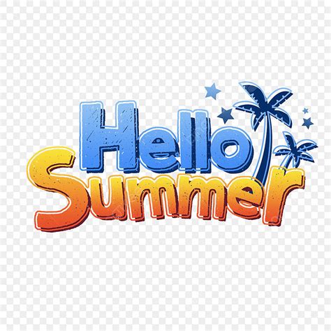 Hello Summer Clipart PNG Images, Gradient Summer Hello Summer Text ...