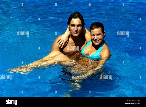 COUPLE IN POOL OF UDAY SAMUDRA BEACH RESORTS, KOVALAM, TRIVANDRUM Stock ...