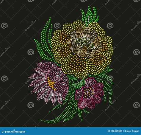 Flowers Made with Colorful Beads Stock Illustration - Illustration of ...