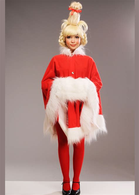 Womens The Grinch Style Cindy Lou Who Costume With Wig