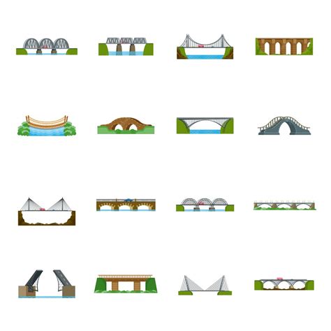 Premium Vector | Bridge of construction cartoon set icon. Isolated ...