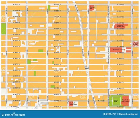 Theater District Map, New York Stock Illustration - Image: 69214721