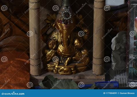 This is an Image of Beautiful Home Temple of Ganesh. Stock Image ...