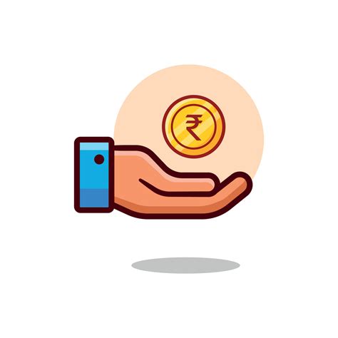 Indian rupee investment with coin and hand concept vector icon ...