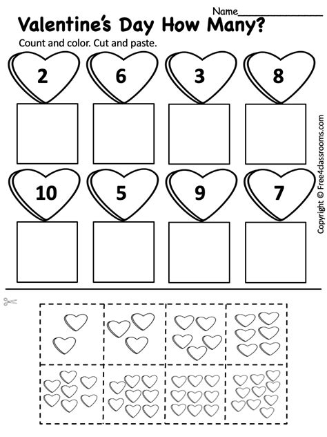 Free Printable Preschool Worksheet - Valentine's Day Cut and Paste ...