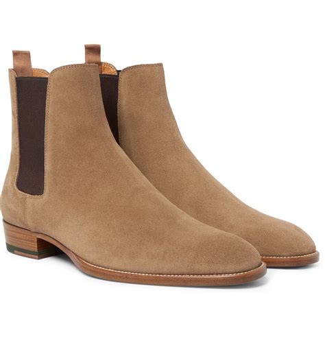 Saint Laurent Suede Chelsea Boots in Brown for Men - Lyst