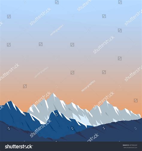 Snow Mountain Mountain Landscape Landscape Mountains Stock Vector ...