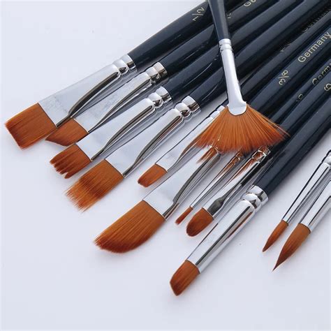 12Pcs/set Paintbrush / Oil Acrylic Paint Brush Watercolor Brush Nylon ...