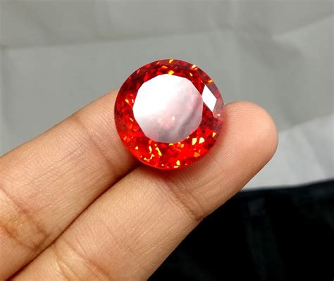 Red Zircon Gemstone 54 Carat Round Shape Red Zircon Faceted | Etsy