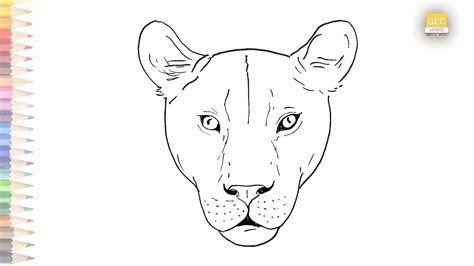 Lioness animal face drawing | How to draw Lioness face drawing step by ...