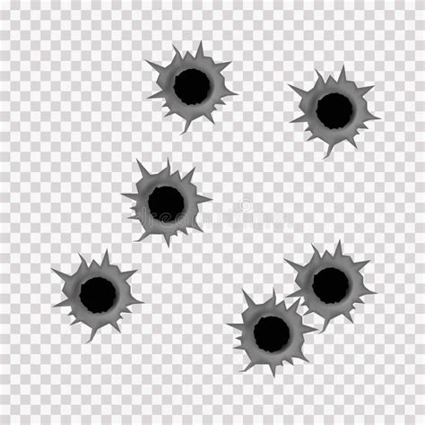 Realistic Bullet Holes from Firearm in Metal Plate. Stock Illustration ...