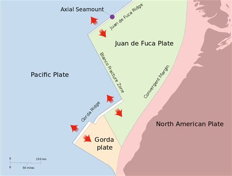 The Juan de Fuca Ridge at northwest on world map North American Plate ...