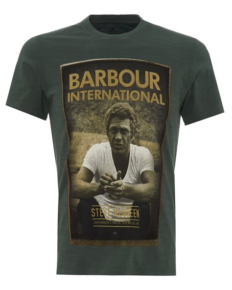 Barbour International Mens Steve McQueen T-Shirt, Green Portrait Tee