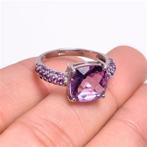 Amethyst Gemstone 925 Sterling Silver Pave Jewelry Ring – Jewels SK