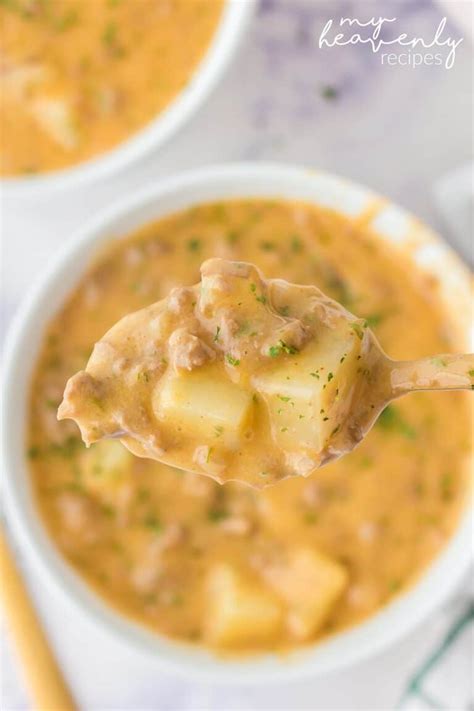 Easy Cheeseburger Soup Recipe - My Heavenly Recipes