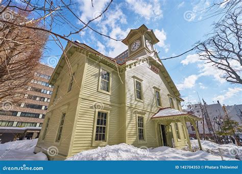 A Beautiful Scenic of Sapporo Clock Tower in Winter at Sapporo City ...