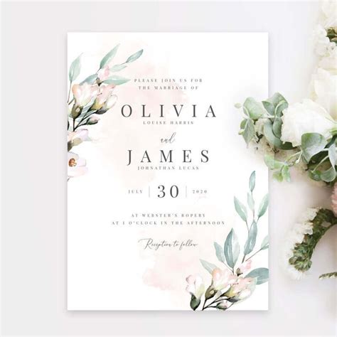 Blush and Sage Wedding Invitations | Printing wedding invitations ...