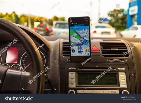 Car Dashboard View Smartphone Showing Police Stock Photo 1895216821 ...