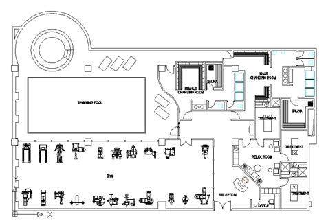 Gym layout plan dwg file - Cadbull