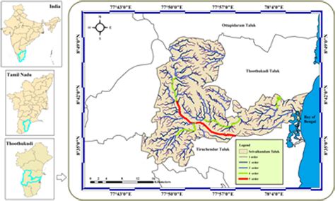 Location and stream order flow map of the Thamirabarani river basin in ...