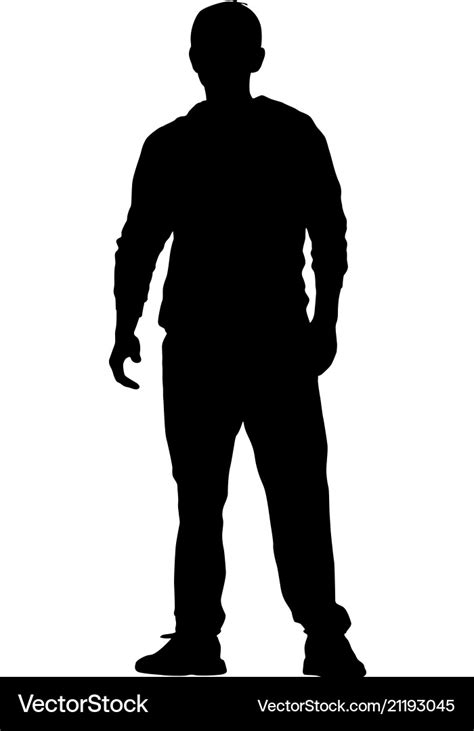 Black silhouette man standing people on white Vector Image