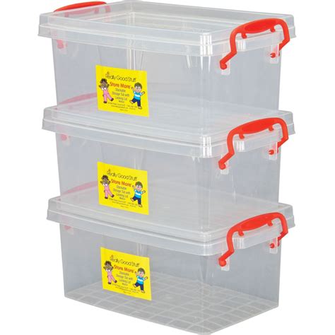 Really Good Stuff® Stackable Storage Tubs With Locking Lids, Med. - 3 tubs