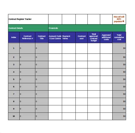 Contract Tracking Excel Template