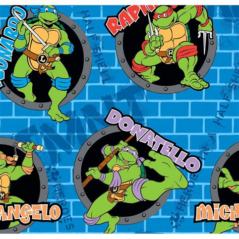 Teenage Mutant Ninja Turtles Power Sewer Holes and Names Fleece Fabric ...