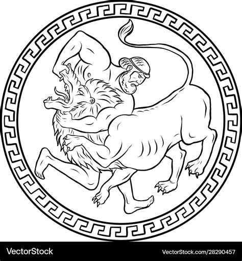 Nemean lion 12 labours hercules heracles Vector Image