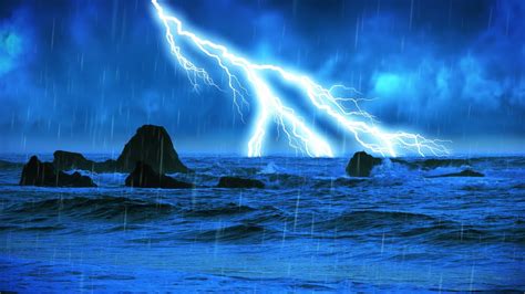 Rain and Thunder Sound with Ocean Waves ⚡ White Noise for Sleeping 10 ...