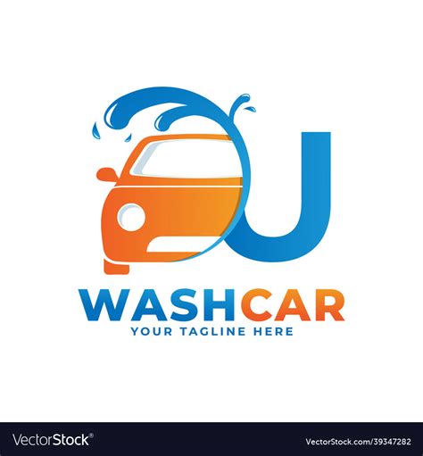 Letter u with car wash logo cleaning car washing Vector Image