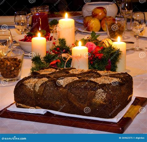 Traditional Christmas Eve Dinner Table Stock Image - Image of ...