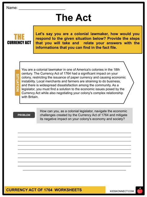 Currency Act of 1764 Worksheets | History, Reasoning, Impact