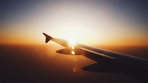 airplane, Airplane wing, Sunset, Lens flare HD Wallpapers / Desktop and ...