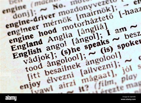 England / English translated in a Hungarian dictionary Stock Photo - Alamy