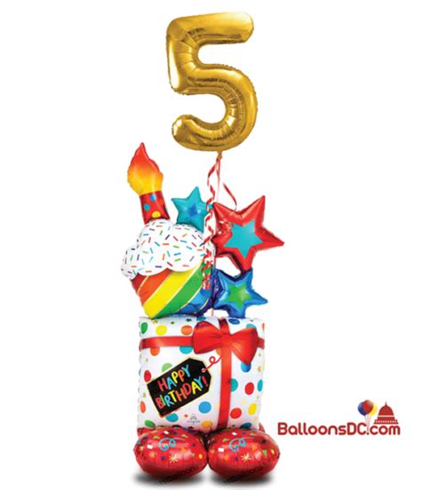 Birthday Gift Icons AirLoonz w/ 1 Number Balloon - BalloonsDC