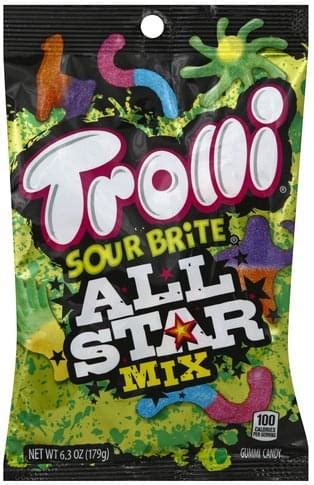 TROLLI Sour Brite, All Star Mix Gummi Candy - 6.3 oz, Nutrition ...