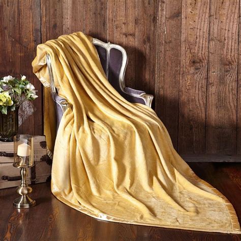 Silk Fleece Blanket With Charmeuse Border Yellow