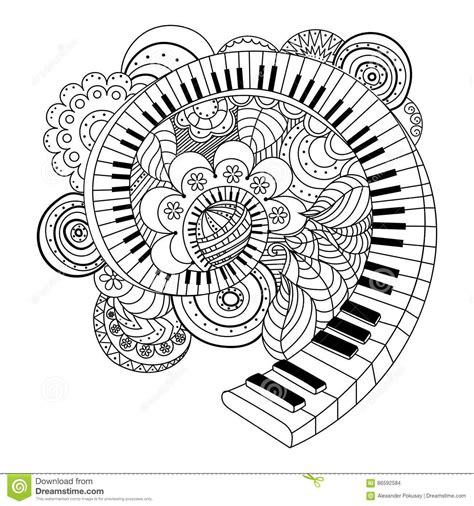 Abstract Musical Instrument Coloring Book Stock Vector - Illustration ...