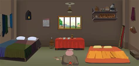 Village room inside vector artwork illustration, Poor house room ...