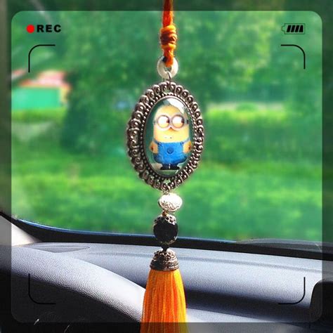 Car Accessories Yellow Minion Netsuke Rear View Mirror Charm with China ...