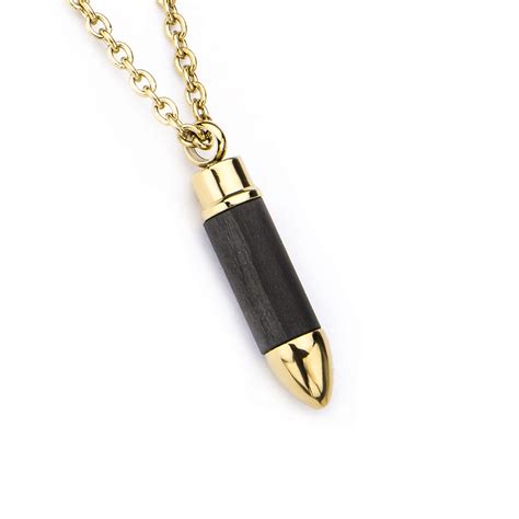 GOLD AMMO Mens Bullet Necklace Pendant Chain in Stainless Steel