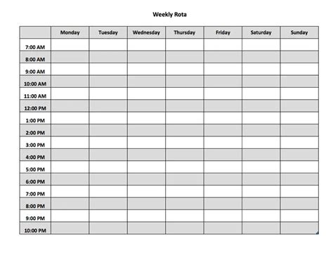 free weekly rota | Excel Templates for every purpose