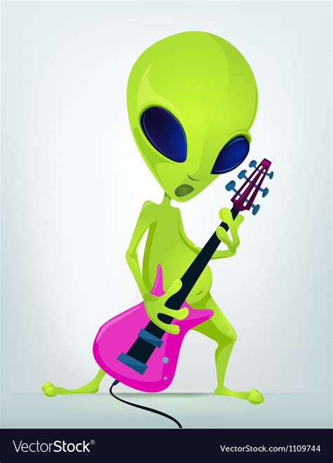 Cartoon alien guitar Royalty Free Vector Image