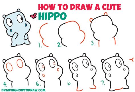 How To Draw A Hippo Easy Step By Step