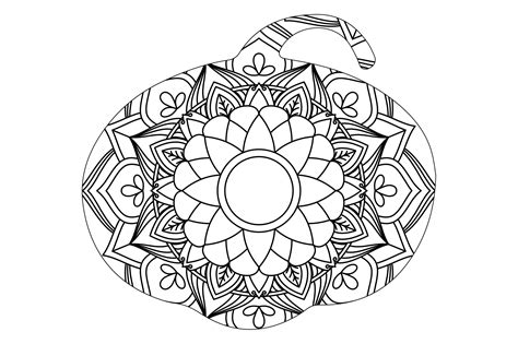 Halloween Pumpkin Mandala Coloring Page Graphic by marbledesign ...