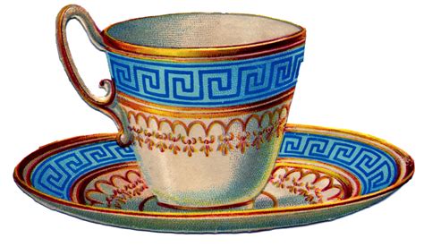 Vintage Images - 2 Pretty Colorful Teacups - The Graphics Fairy